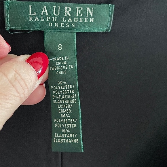 Lauren Ralph Lauren Mini dress Faux wrap V neckline Sheer Mesh long sleeve Sz 8 - Picture 5 of 11